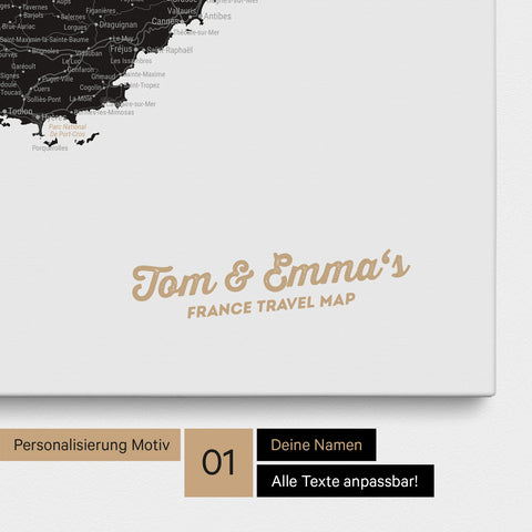 France Push Pin Map TRAVEL® (Pinboard) – Light Black