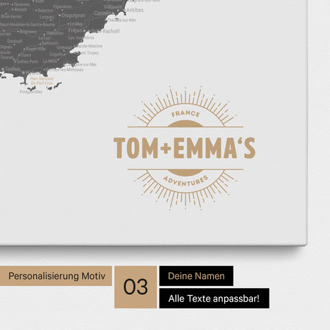 Carte de France TRAVEL® à épingles – Gris clair