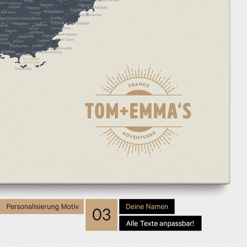 France Push Pin Map TRAVEL® (Pinboard) – Navy Light