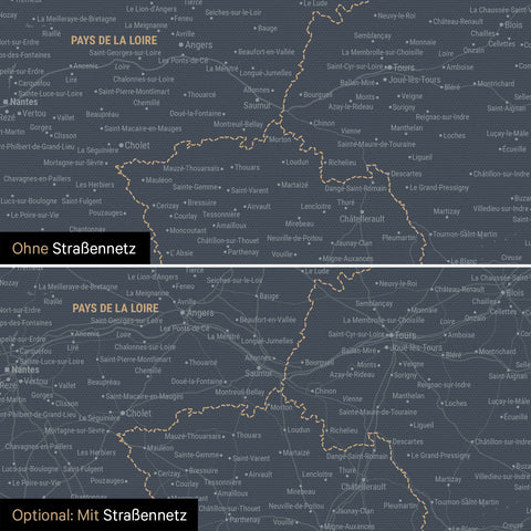 France Push Pin Map TRAVEL® (Pinboard) – Navy Light