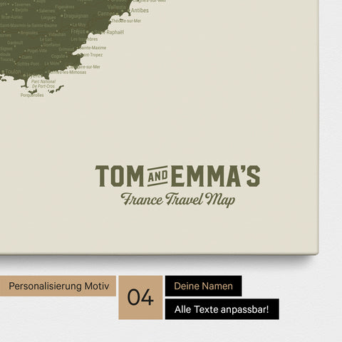 France Push Pin Map TRAVEL® (Pinboard) – Olive Green