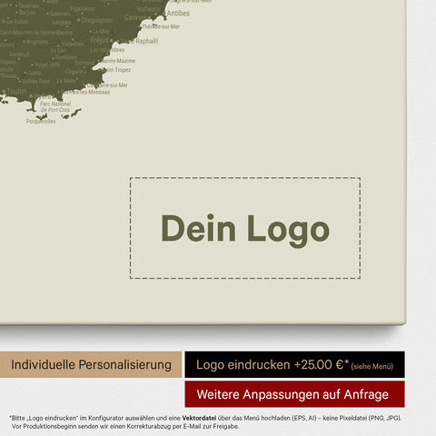 France Push Pin Map TRAVEL® (Pinboard) – Olive Green