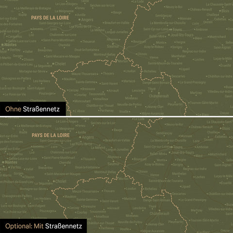 France Push Pin Map TRAVEL® (Pinboard) – Olive Green