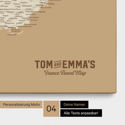 France Push Pin Map TRAVEL® (Pinboard) – Treasure Gold