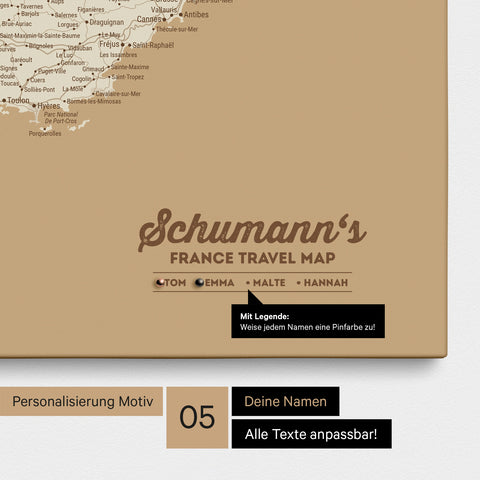 France Push Pin Map TRAVEL® (Pinboard) – Treasure Gold