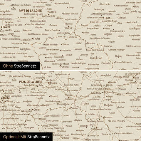 France Push Pin Map TRAVEL® (Pinboard) – Treasure Gold