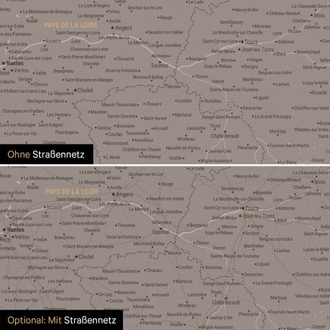 Carte de France TRAVEL® à épingles – Warmgray