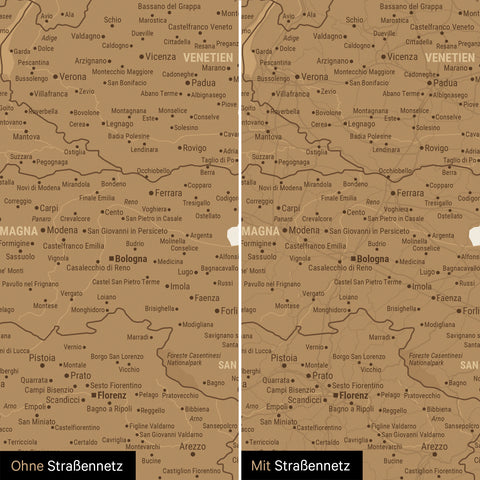 Italy Map TRAVEL® Premium Poster – in 21 Colors