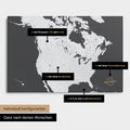 Vielfältige Konfigurationsmöglichkeiten einer Kanada & USA Landkarte als Pinn-Leinwand in Farbe Dunkelgrau
