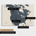 Vielfältige Konfigurationsmöglichkeiten einer Kanada & USA Landkarte als Pinn-Leinwand in Farbe Navy Light