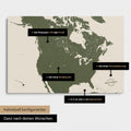 Vielfältige Konfigurationsmöglichkeiten einer Kanada & USA Landkarte als Pinn-Leinwand in Farbe Grün