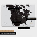 Vielfältige Konfigurationsmöglichkeiten einer Kanada & USA Landkarte als Pinn-Leinwand in Farbe Weiss-Schwarz