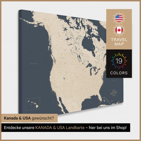 USA America TRAVEL® Map Canvas Push Pin Board – Hale Navy