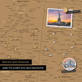 Pinnen von Reisezielen auf einer magnetischen USA-Karte als Magnetposter
