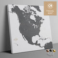 Nordamerika Landkarte in Light Gray mit sehr hohem Detailgrad als Pinnwand Leinwand zum Pinnen und Markieren von Reisezielen kaufen