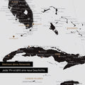 Detaillierte Nordamerika Karte als Pinn-Leinand in Light Black (Weiß-Schwarz) zeigt Pins ins Reisezielen von Florida und Kuba