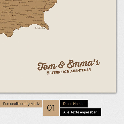 Carte d'Autriche TRAVEL® Poster Magnétique – en 21 couleurs