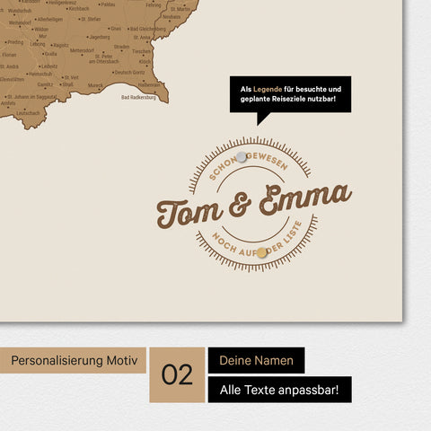 Carte d'Autriche TRAVEL® Poster Magnétique – en 21 couleurs