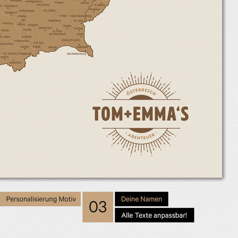 Carte d'Autriche TRAVEL® Poster Magnétique – en 21 couleurs