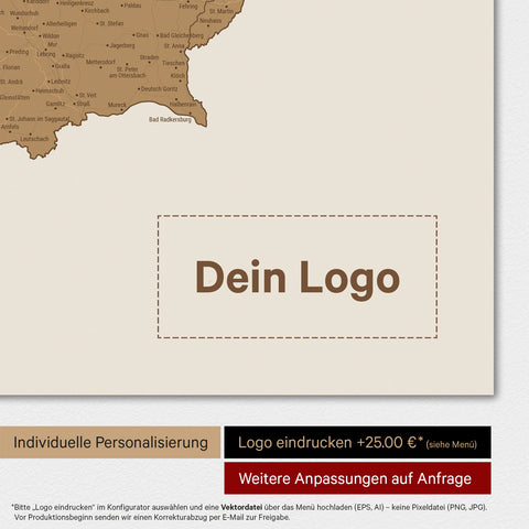 Carte d'Autriche TRAVEL® Poster Magnétique – en 21 couleurs