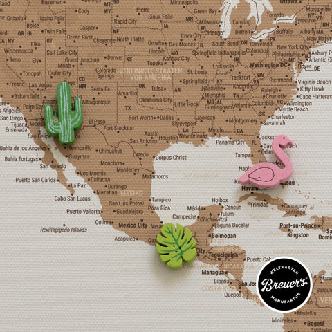 Wooden Push Pins – flamingo, cactus & pineapple (5 pieces)