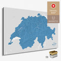 Magnetische Schweiz-Karte in Blau als Magnetboard zum Pinnen und Markieren von Reisezielen kaufen