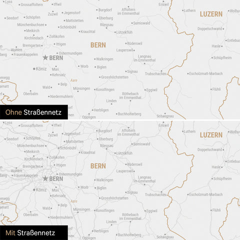 Magnetische Schweiz-Karte Leinwand in Dunkelgrau wahlweise mit oder ohne Straßennetz