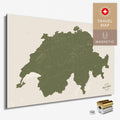 Magnetische Schweiz-Karte in Olive Green als Magnetboard zum Pinnen und Markieren von Reisezielen kaufen