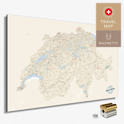 Magnetische Schweiz-Karte in Multicolor Classic als Magnetboard zum Pinnen und Markieren von Reisezielen kaufen