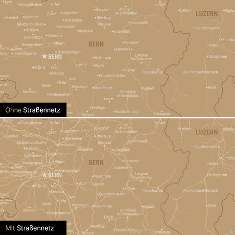 Magnetische Schweiz-Karte Leinwand in Sonar Black wahlweise mit oder ohne Straßennetz