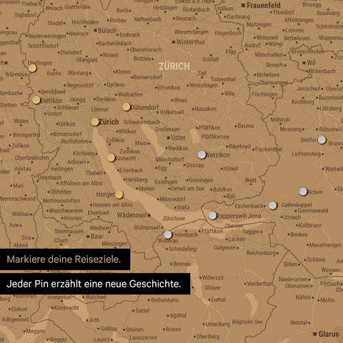 Carte de Suisse TRAVEL® Poster Magnétique – en 21 couleurs