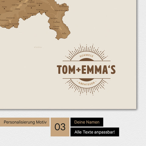 Carte de Suisse TRAVEL® Poster Magnétique – en 21 couleurs