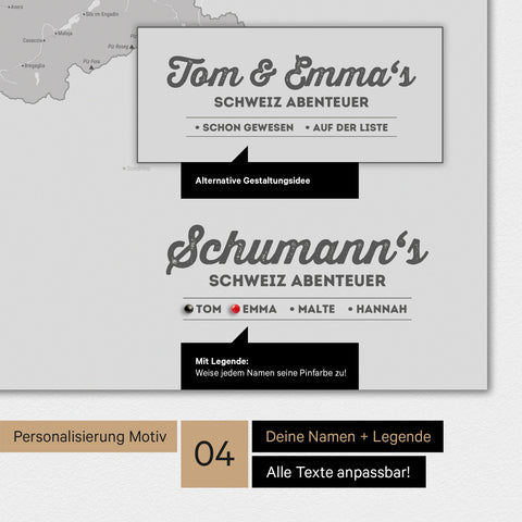Switzerland Map TRAVEL® Premium Posters – in 18 colors