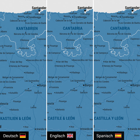 Spain & Portugal Push Pin Map TRAVEL® – Ocean Blue