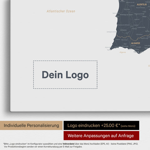 Spain & Portugal Push Pin Map TRAVEL® – Denim Blue