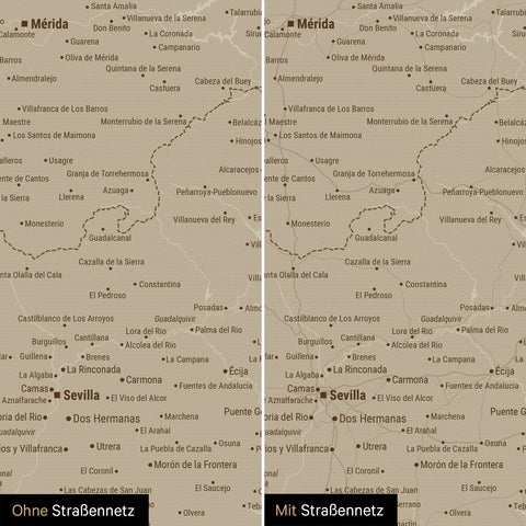 Spain & Portugal Push Pin Map TRAVEL® – Desert Sand