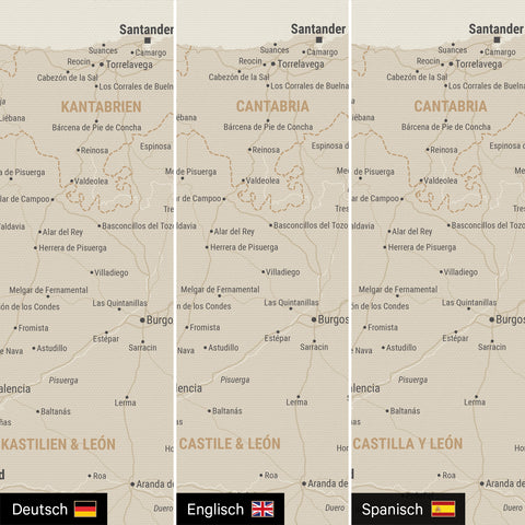Spain & Portugal Push Pin Map TRAVEL® – Gold