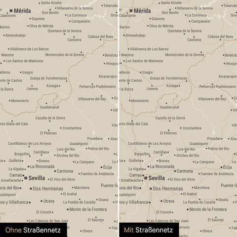 Spain & Portugal Push Pin Map TRAVEL® – Gold