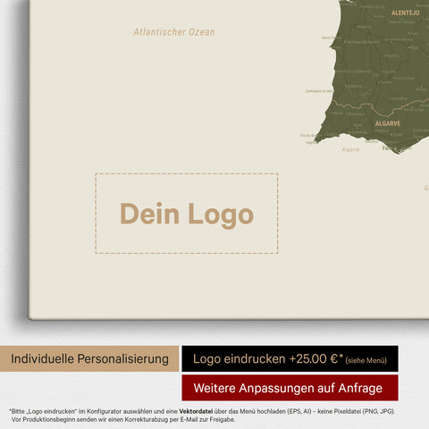 Spain & Portugal Push Pin Map TRAVEL® – Olive Green