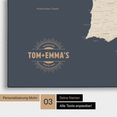 Spain & Portugal Push Pin Map TRAVEL® – Hale Navy