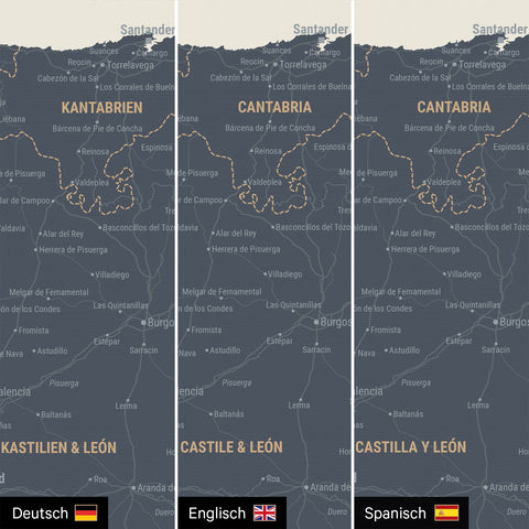 Spain & Portugal Push Pin Map TRAVEL® – Navy Light