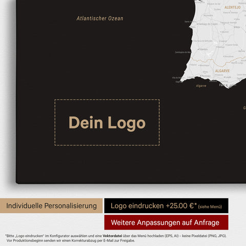 Spain & Portugal Push Pin Map TRAVEL® – Dark Black