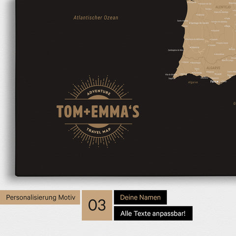 Spain & Portugal Push Pin Map TRAVEL® – Sonar Black