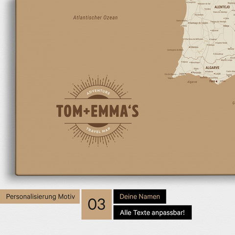 Spain & Portugal Push Pin Map TRAVEL® – Treasure Gold