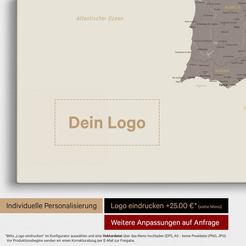 Spain & Portugal Push Pin Map TRAVEL® – Warmgray