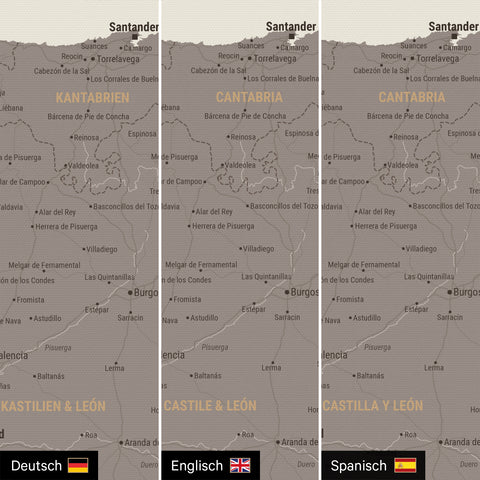 Spain & Portugal Push Pin Map TRAVEL® – Warmgray