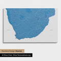 Neutral and simple standard version of a South Africa map as a Push Pin Map in blue