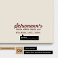 South Africa map as a Push Pin Map in Bordeaux red with personalization as a logo with family name
