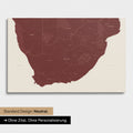 Neutral and simple standard version of a South Africa map as a Push Pin Map in Bordeaux red