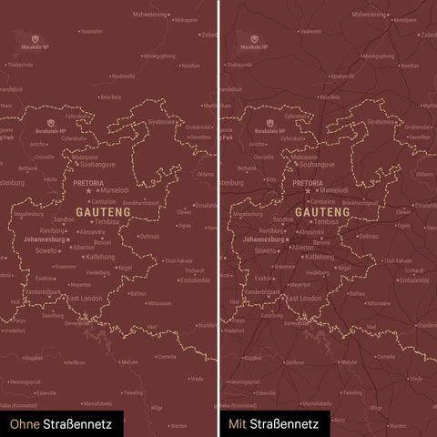 South Africa Push Pin Map TRAVEL® – Bordeaux Red